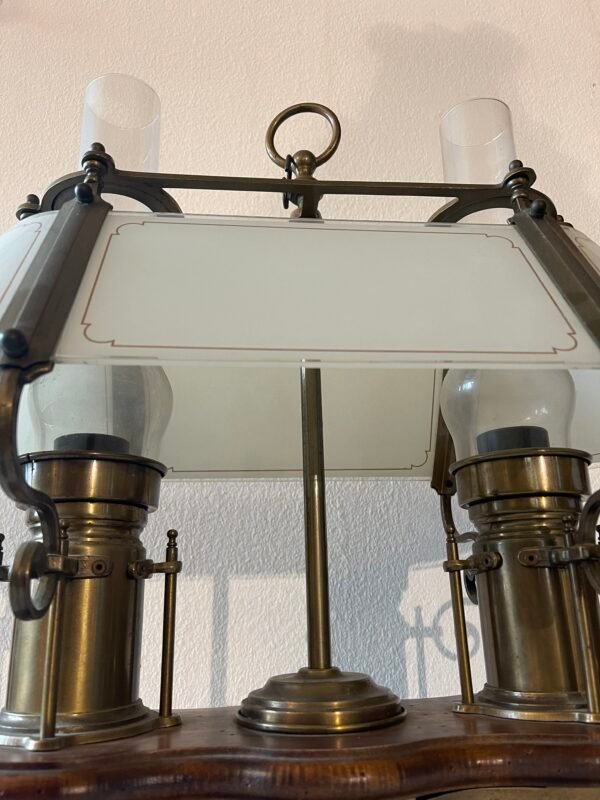 Lampada da Tavolo "Locomotiva" in Ottone e Legno con Doppia Luce - Image 5