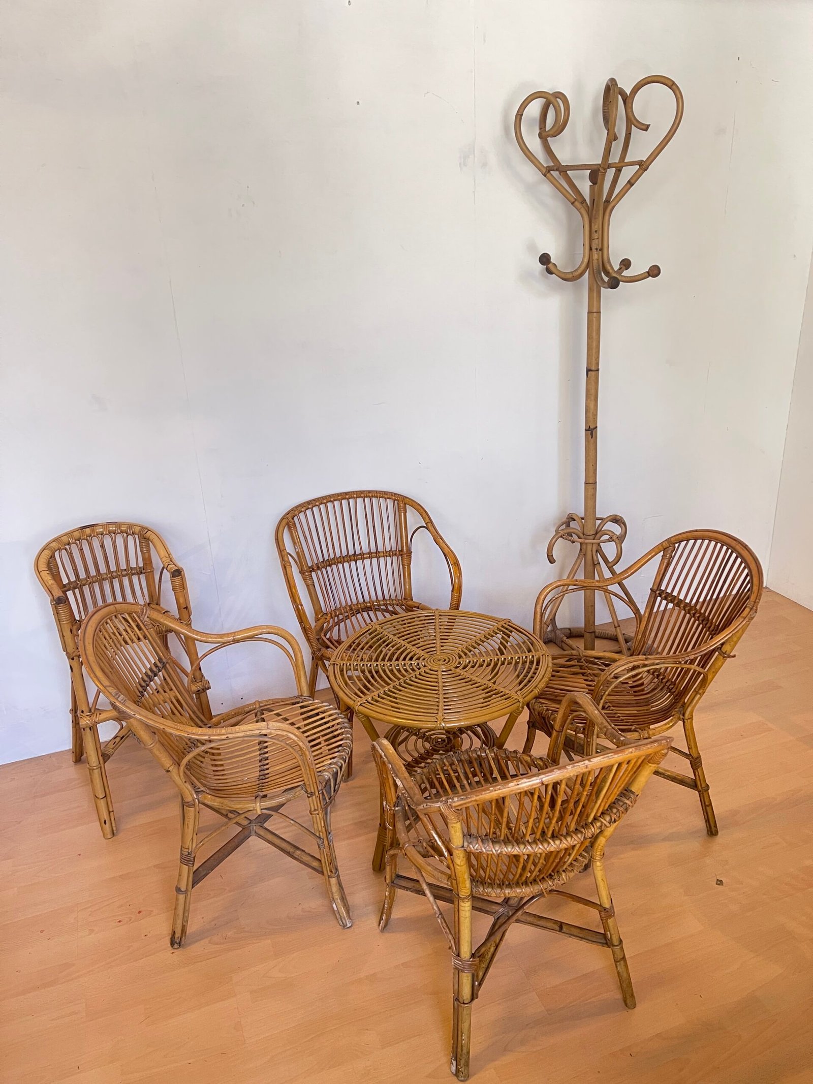 Salotti da esterno in bambu e vimini verniciato stile bonacina