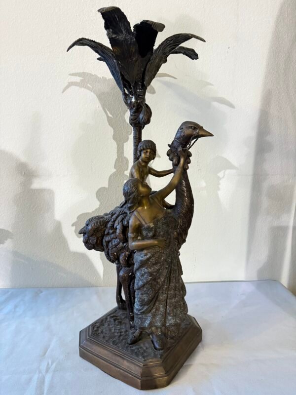 Lampada da Tavolo in Bronzo Stile Orientalista con Tema Esotico - Image 5