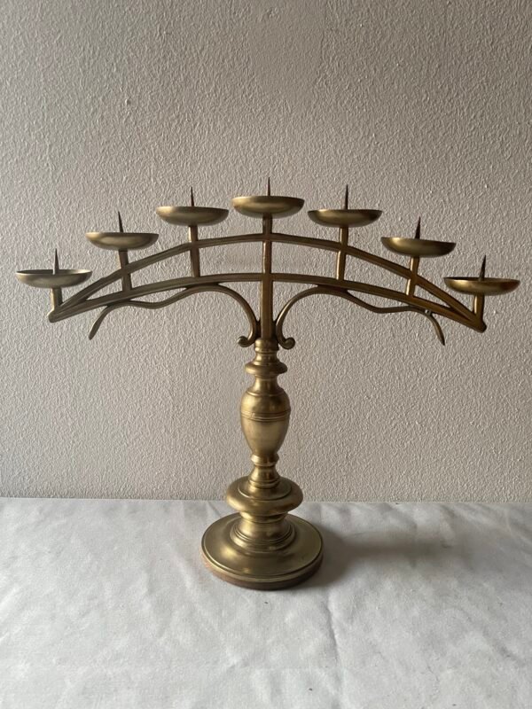 Grande Candelabro a 7 Braccia in Ottone Massiccio, Design "Ponte"
