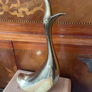 Scultura Decorativa "Cigno Strizzato" in Ottone Massiccio