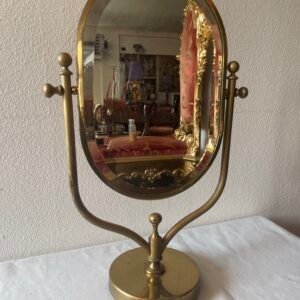 Specchio da Toilette Orientabile Ovale Antico in Otto Massiccio