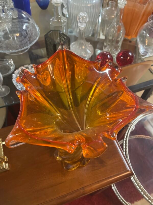 Vaso Artistico "Torsione" in Vetro di Murano Arancione-Ambra - Image 3