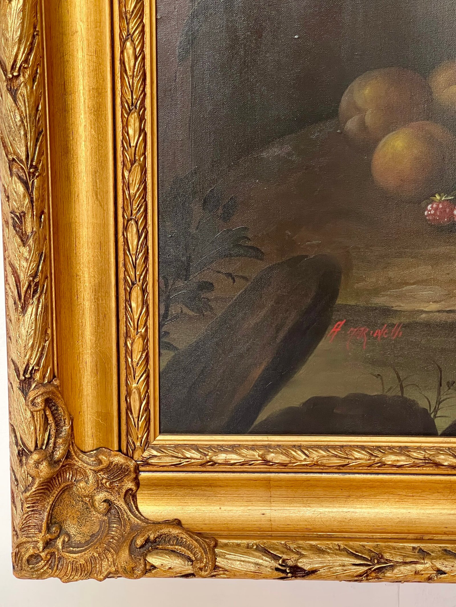 "Natura Morta con Frutta e Bottiglia" - Dipinto firmato A. Marinelli - Image 10