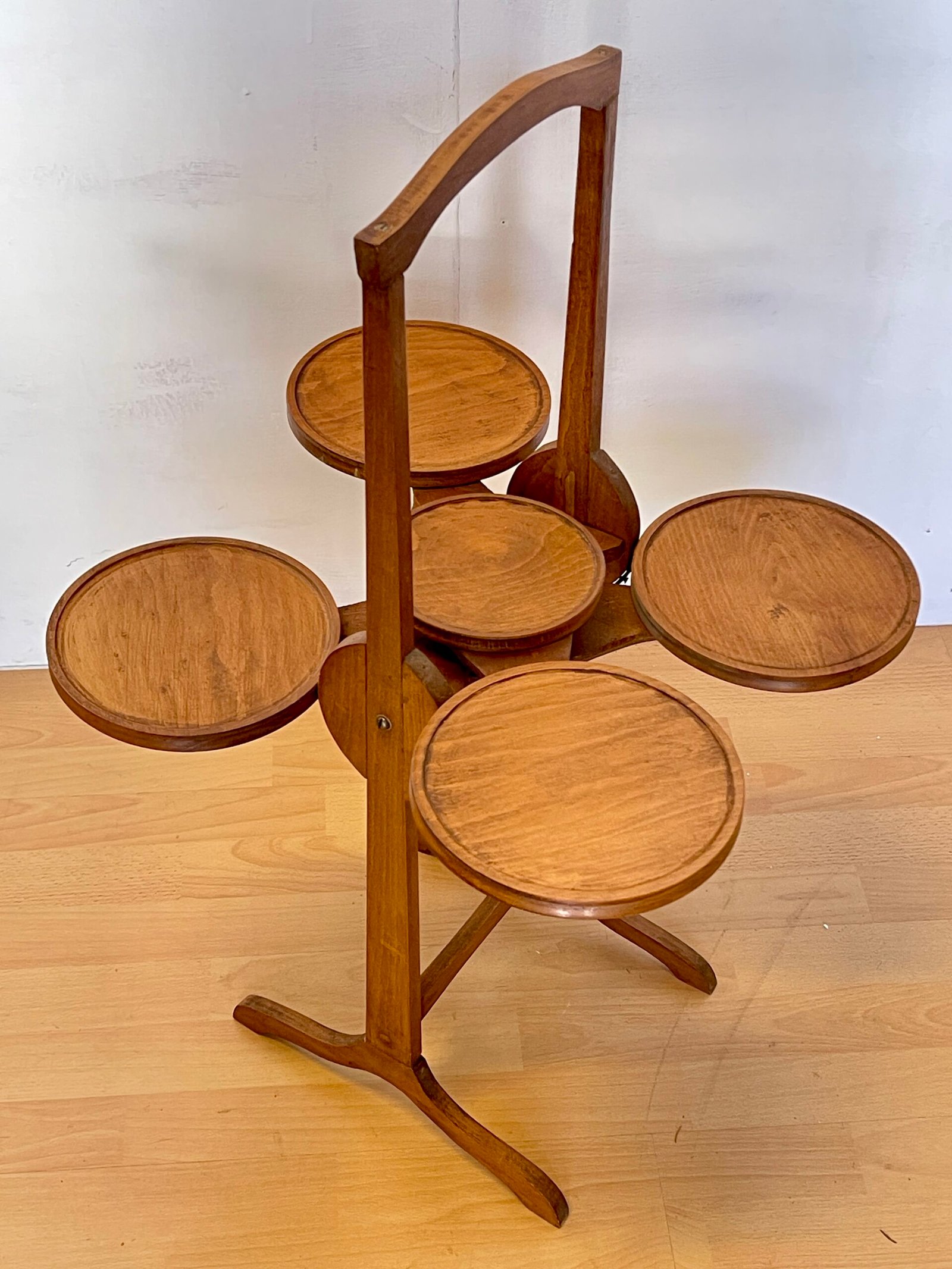 "Fiore di Legno – Portavaso o Tavolino a Petali Girevoli Vintage" 1970 - Image 3