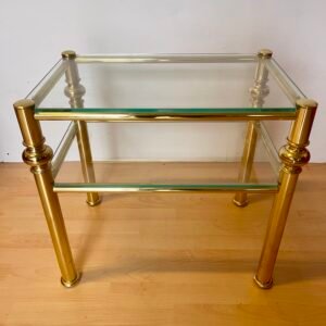 Tavolino in ottone e vetro, stile Moderno anni '70