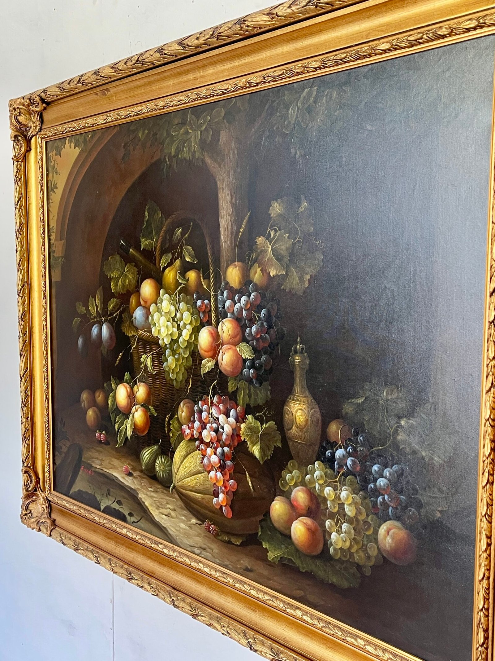 "Natura Morta con Frutta e Bottiglia" - Dipinto firmato A. Marinelli - Image 4