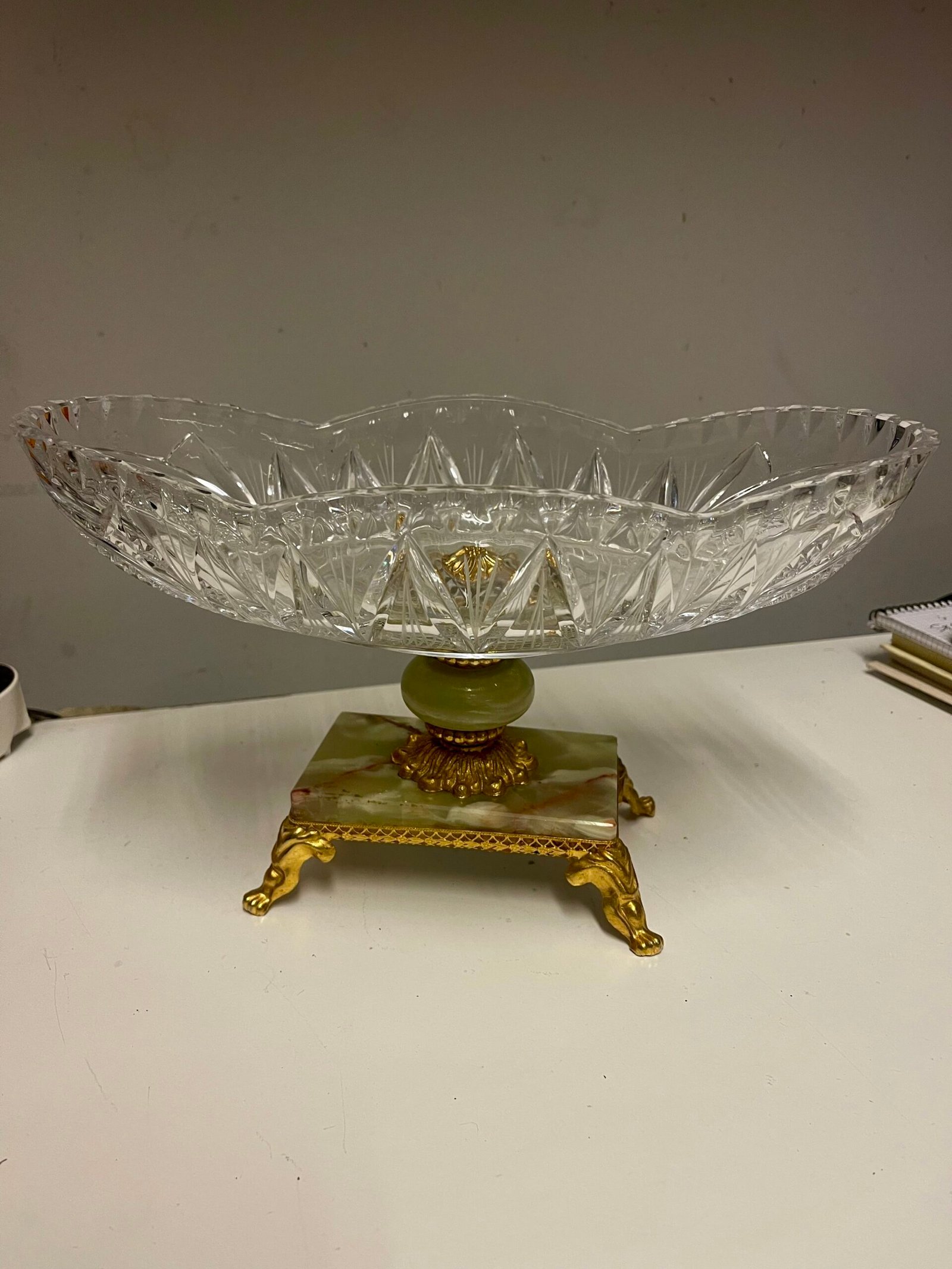 Centrotavola di Lusso in Cristallo, Onice e Bronzo Dorato - Image 4