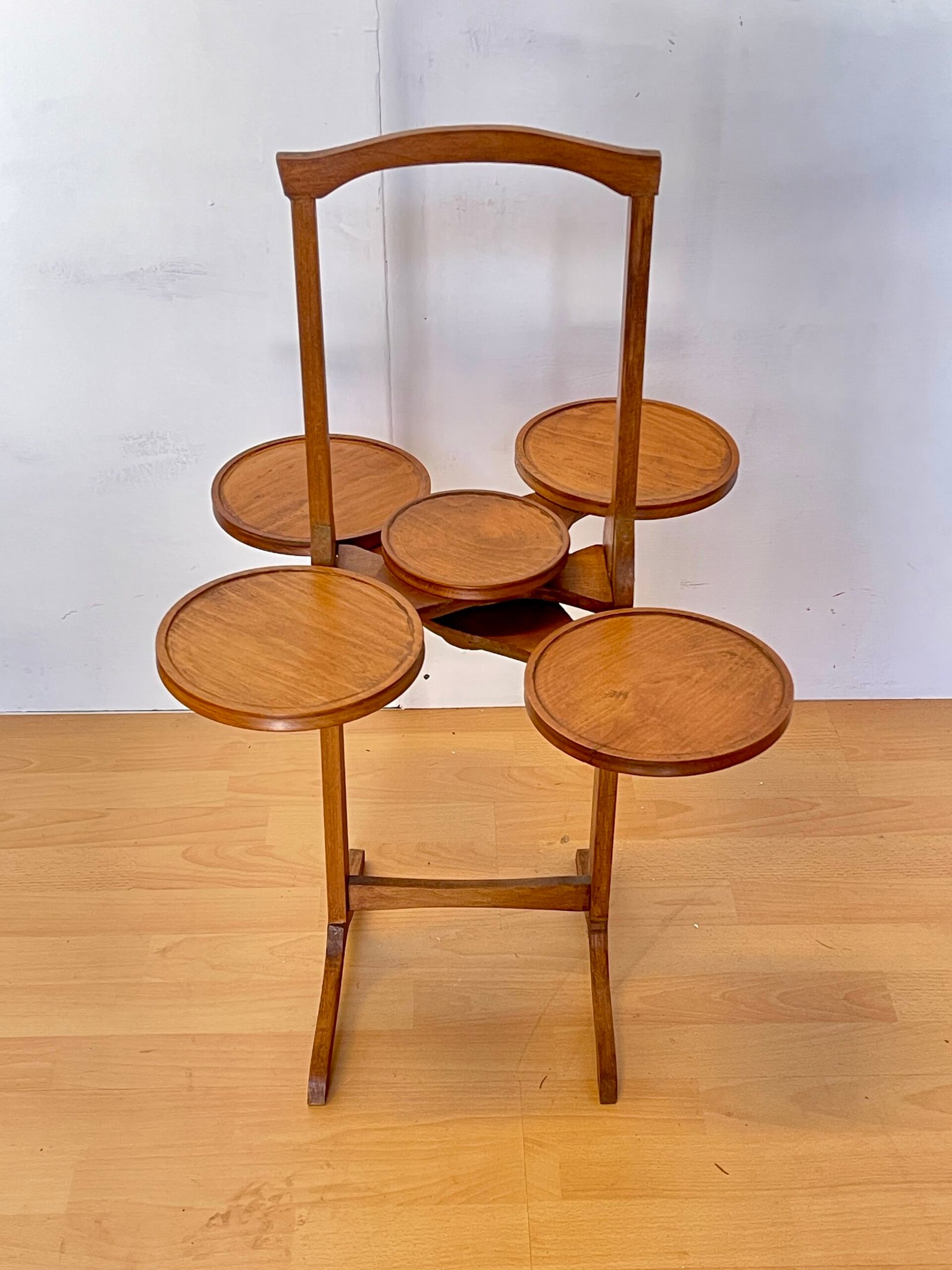 "Fiore di Legno – Portavaso o Tavolino a Petali Girevoli Vintage" 1970 - Image 2