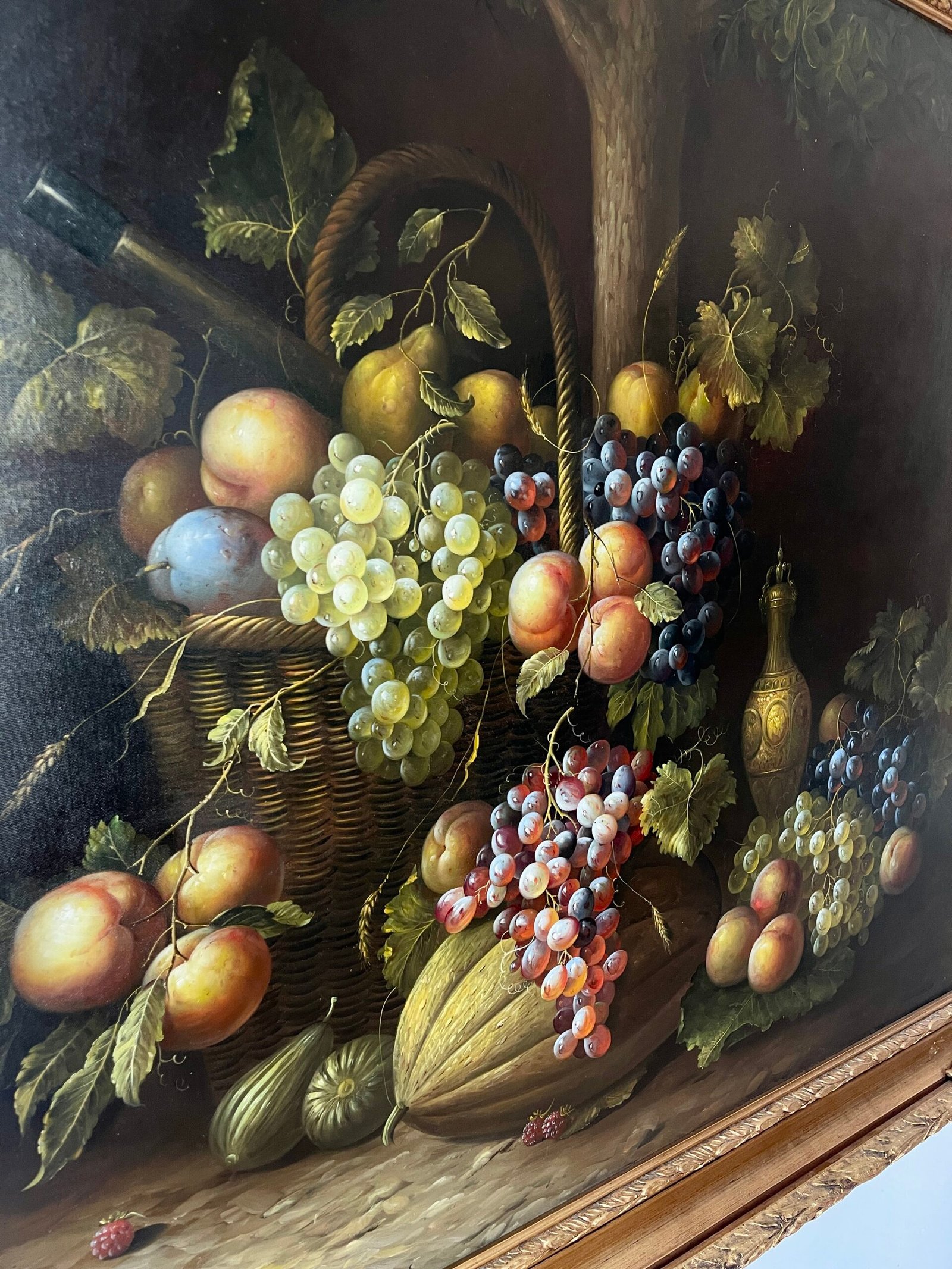 "Natura Morta con Frutta e Bottiglia" - Dipinto firmato A. Marinelli - Image 8