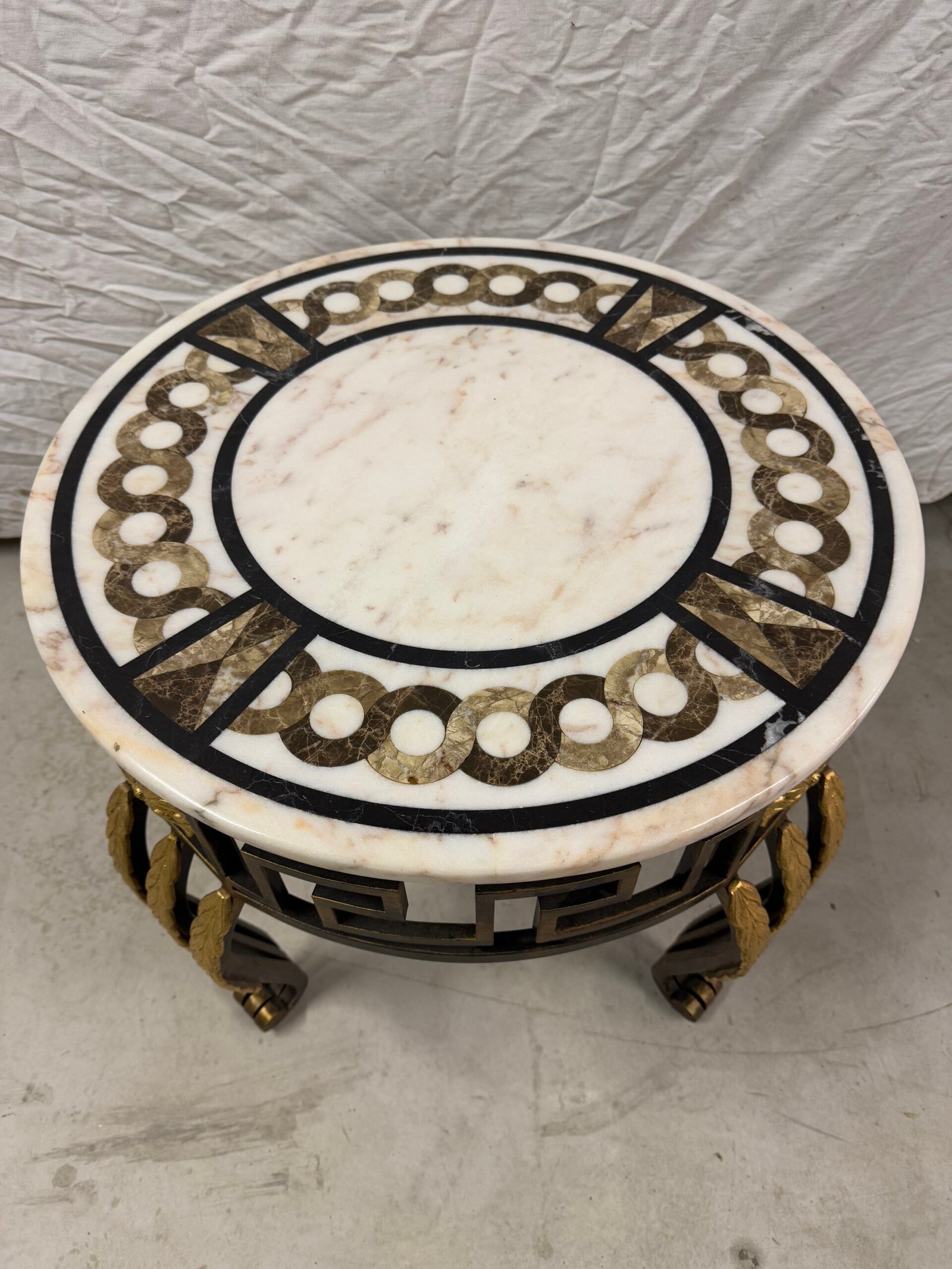 Tavolino Tondo in Ferro Battuto e Marmo - Image 4