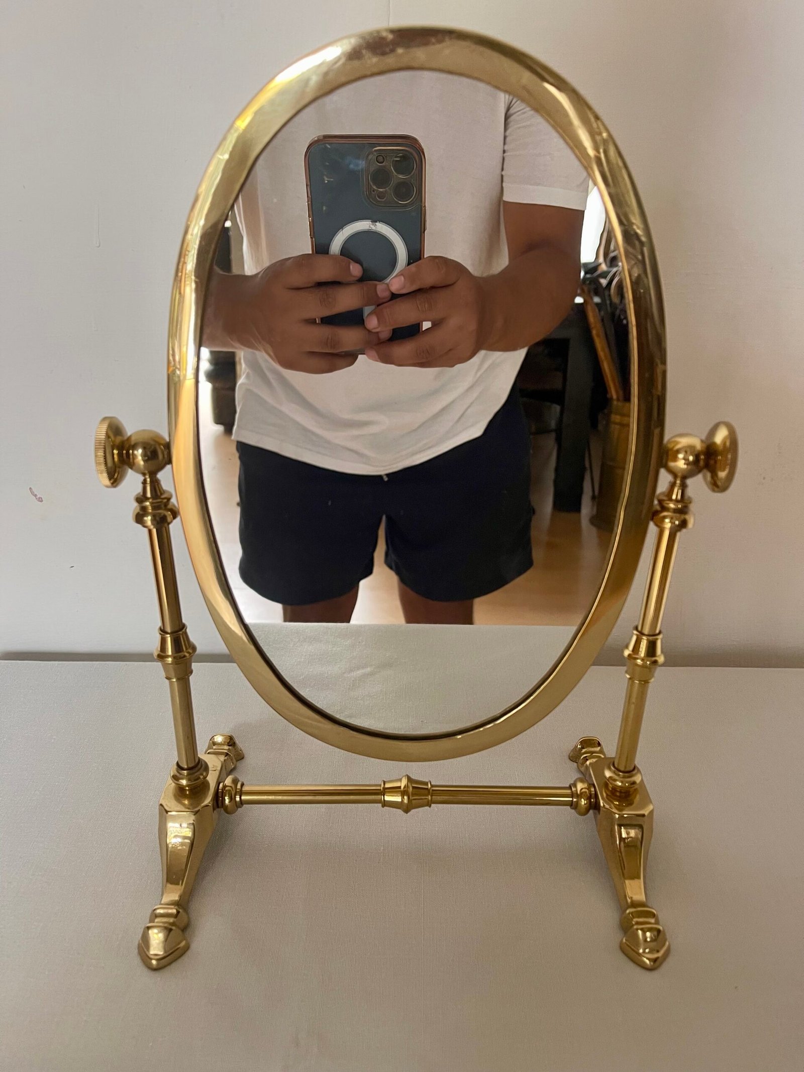 Specchio da tavolo regolabile in ottone - Image 5