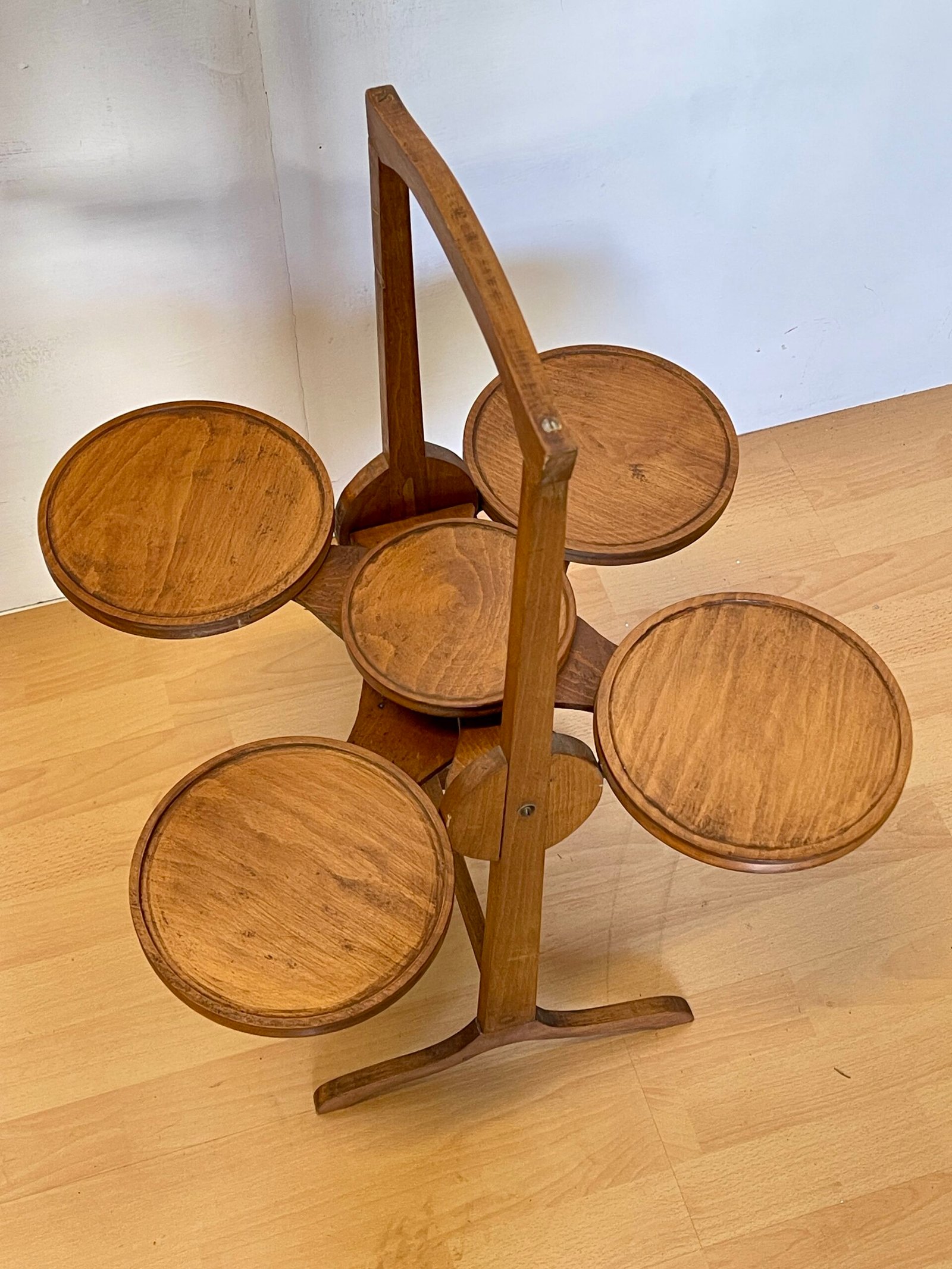 "Fiore di Legno – Portavaso o Tavolino a Petali Girevoli Vintage" 1970 - Image 5