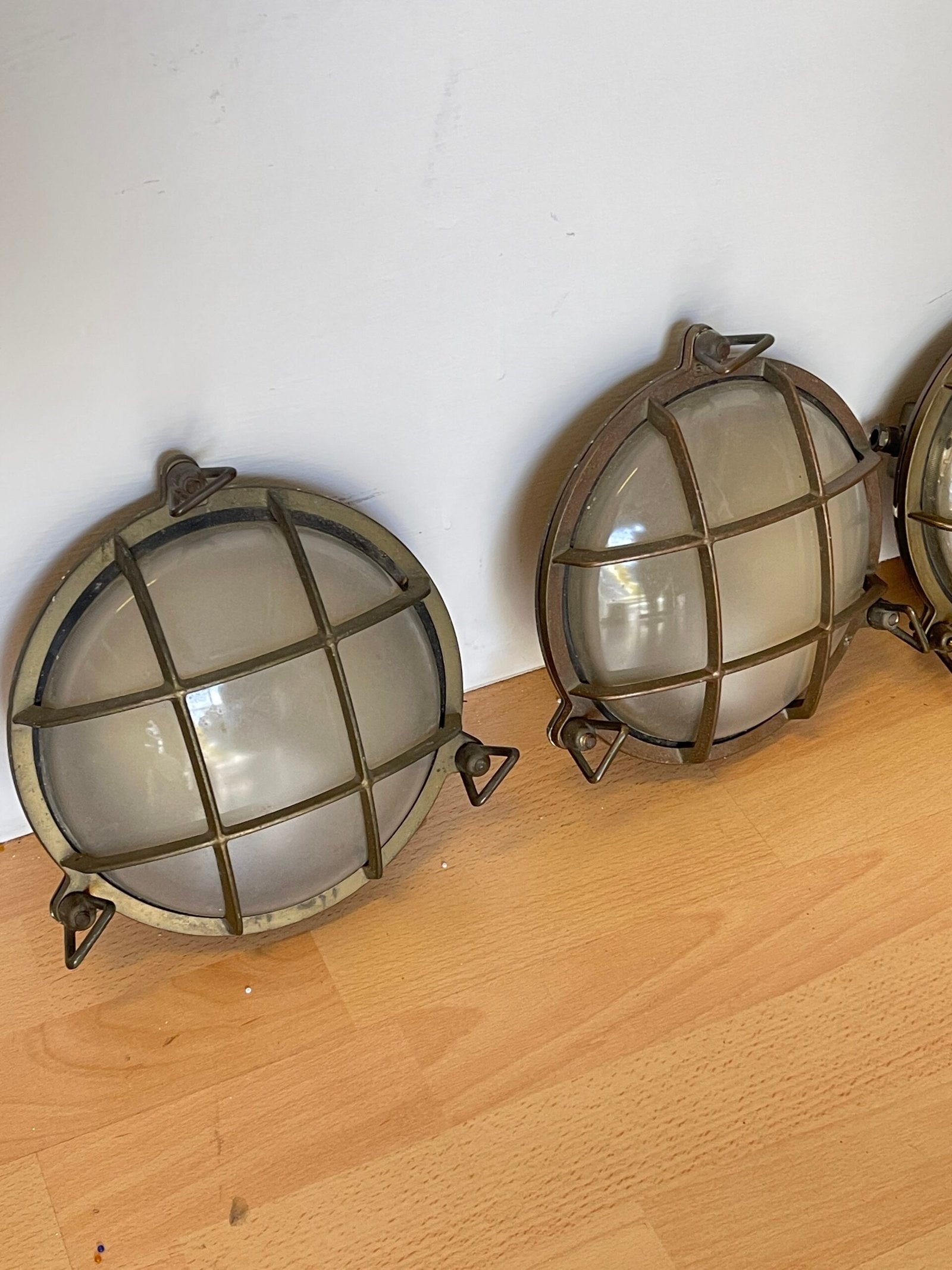 Set di 4 Lampade Industriali Vintage con Gabbia - Image 2