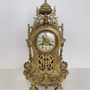 Orologio da Camino Antico in Bronzo Dorato – Stile Barocco Francese