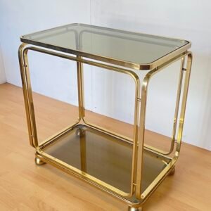 Carrello Vintage "Allegra" in Ottone e Vetro Fumé – Design Modernista Italiano