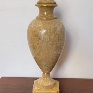 Urna Decorativa in Marmo Giallo Siena con Finiture in Ottone