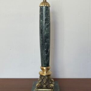 Elegante Candeliere Italiano in Marmo Verde e Bronzo, anni '90