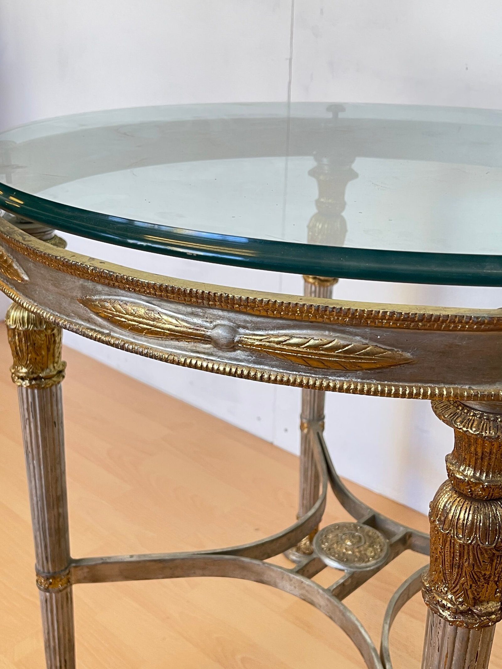 Tavoli da Salotto con Piano in Vetro e Base in bronzo dorato e argentato, Italia, anni '80 - Image 3