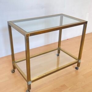 Carrello da tè vintage in ottone e vetro – Design anni '70
