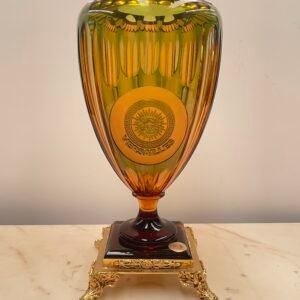 Splendido Vaso in Cristallo Versace con Base Dorata. Italia, anni '70