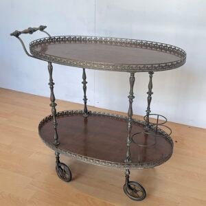 Carrello da Servizio Vintage in Ottone e Legno – "Grand Époque"