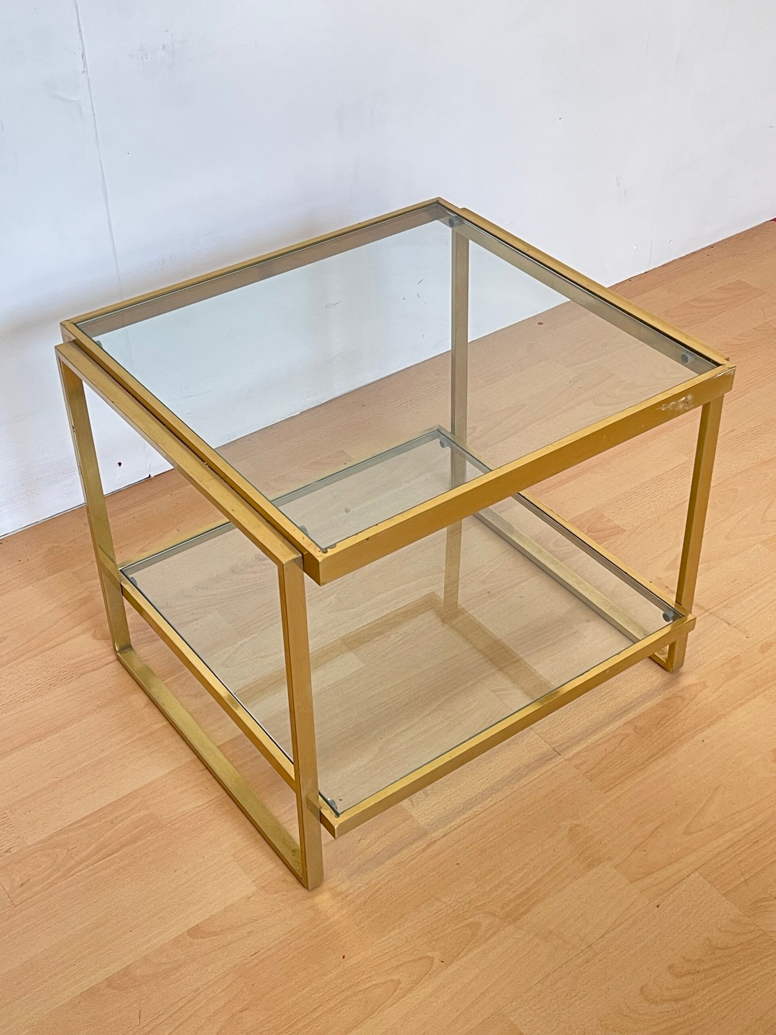 Tavolino vintage in ottone e vetro – Stile Modernista Anni '70 - Image 3