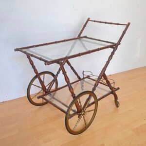 Carrello Bar Vintage in Stile Bamboo - Anni '50, Vetro e Ottone