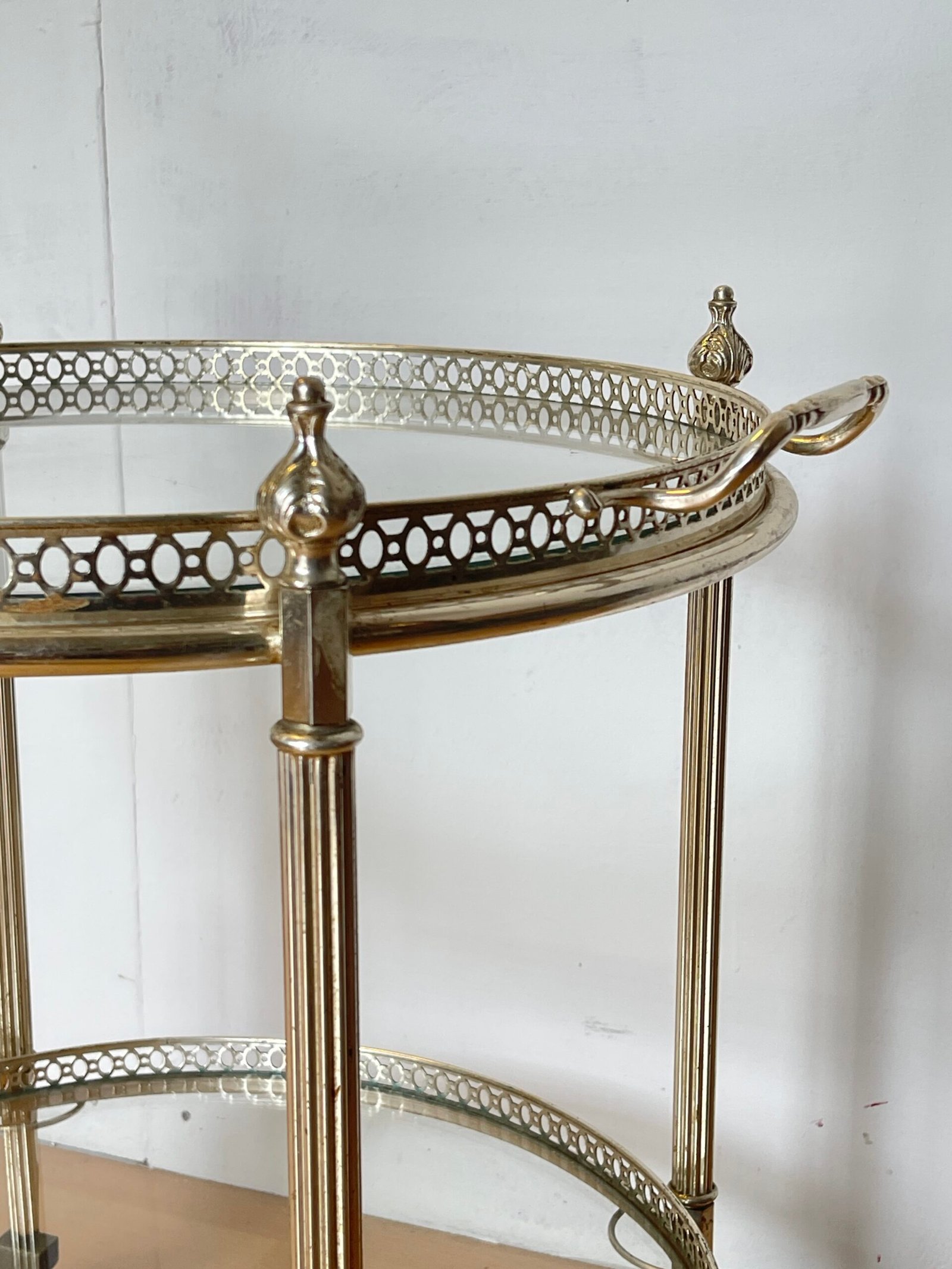 Carrello bar italiano in metallo argentato e vetro degli anni '90 - Image 4