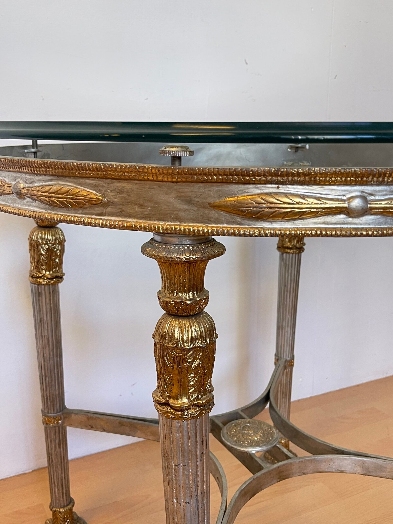 Tavoli da Salotto con Piano in Vetro e Base in bronzo dorato e argentato, Italia, anni '80 - Image 2