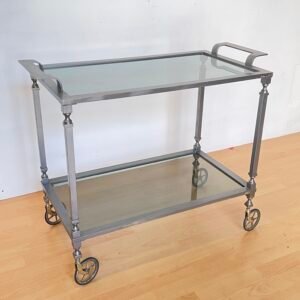 Carrello da Servizio in Metallo e Vetro, anni '90– Design Industriale Vintage
