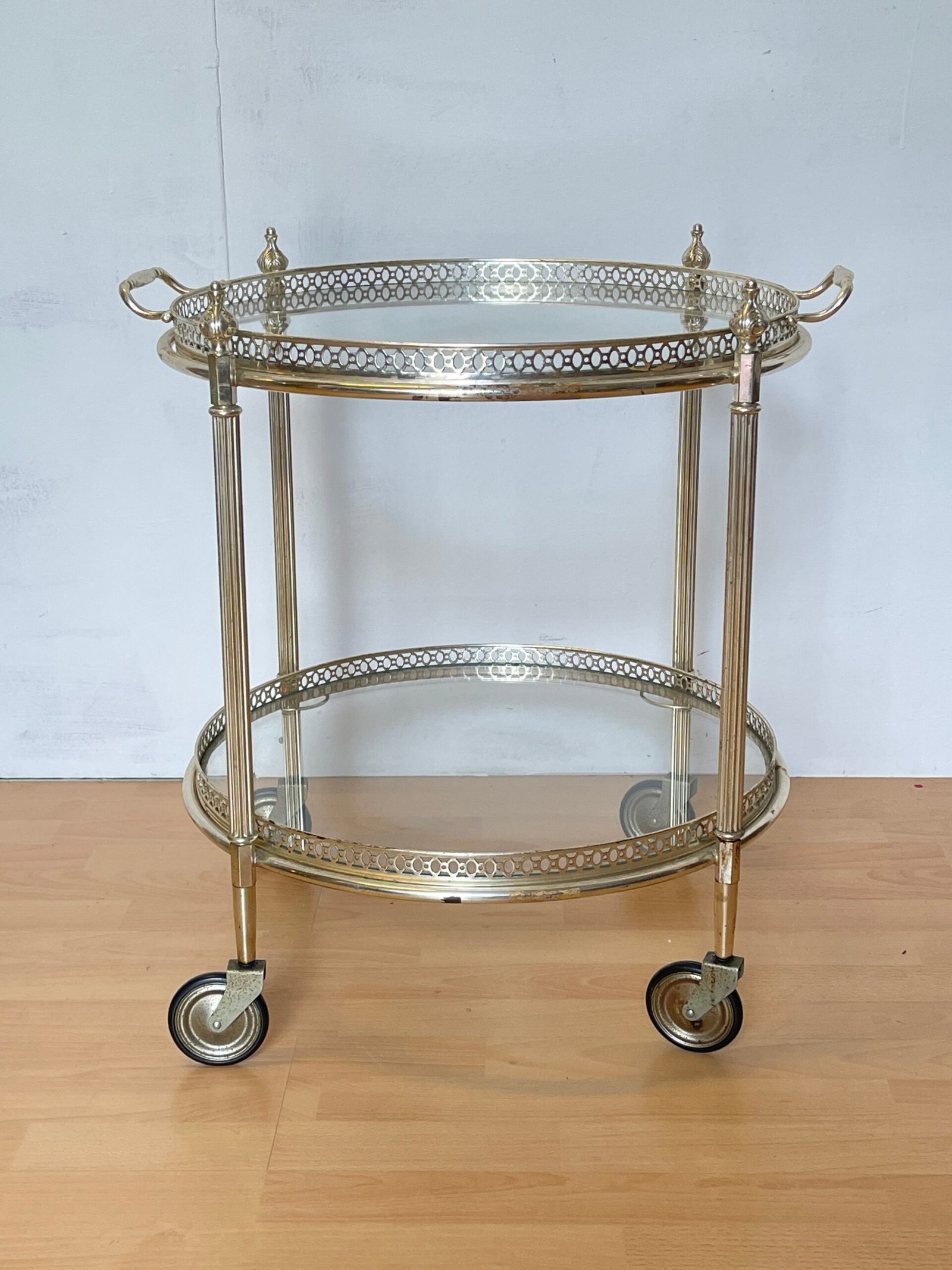 Carrello bar italiano in metallo argentato e vetro degli anni '90 - Image 2