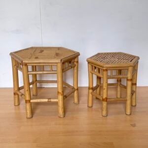 Set di Tavolini in Bamboo Esotico - Eleganza Naturale