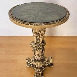 Tavolino Scultoreo con Draghi e Piano in Vetro Inciso