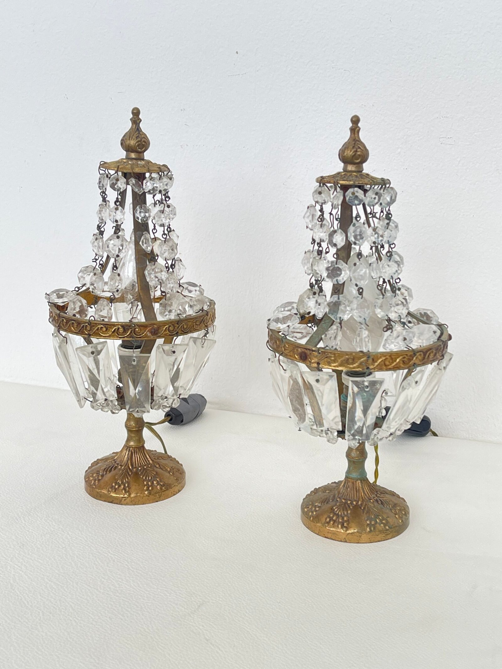 Coppia di Lampade Vintage con Cristalli - Eleganza Dorata - Image 2