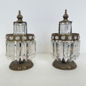 Coppia di Lampade Vintage in Stile Impero con Cristalli, Italia, anni '70
