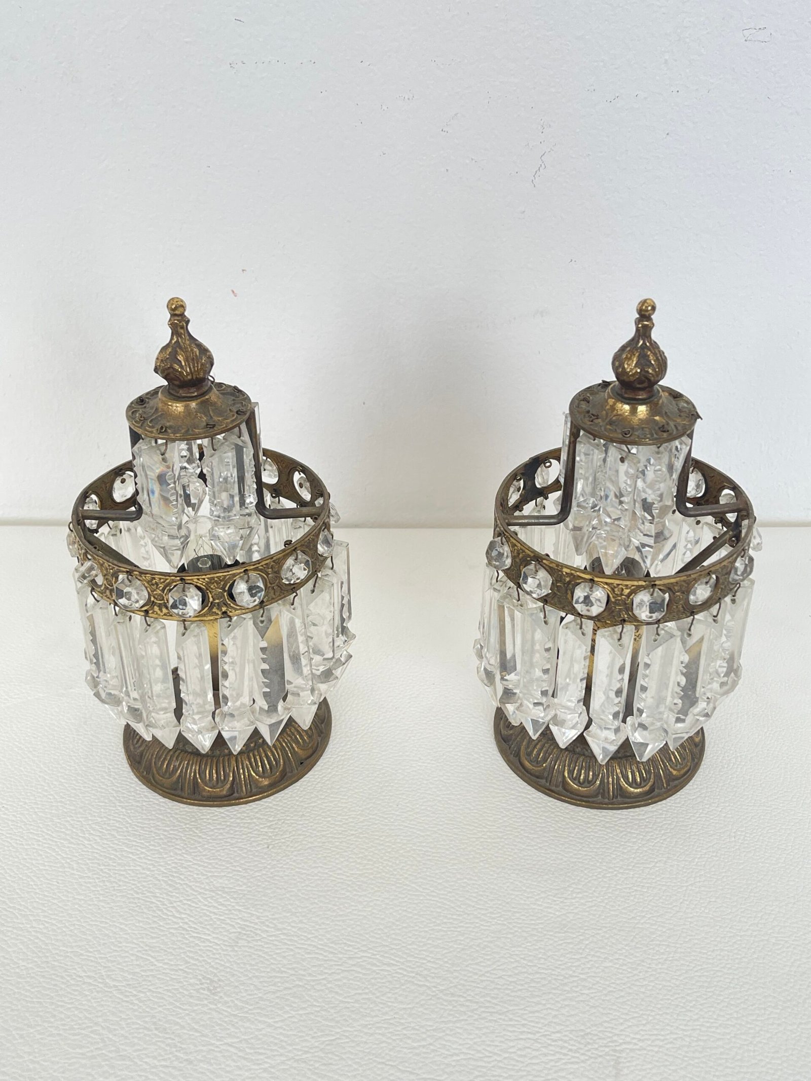 Coppia di Lampade Vintage in Stile Impero con Cristalli, Italia, anni '70 - Image 4