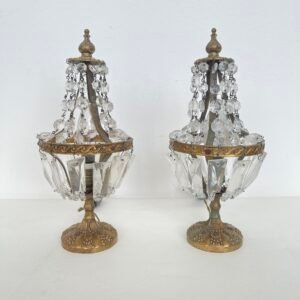 Coppia di Lampade Vintage con Cristalli - Eleganza Dorata