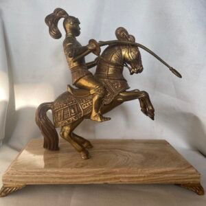Statuetta Equestre di Cavaliere Medievale in Bronzo