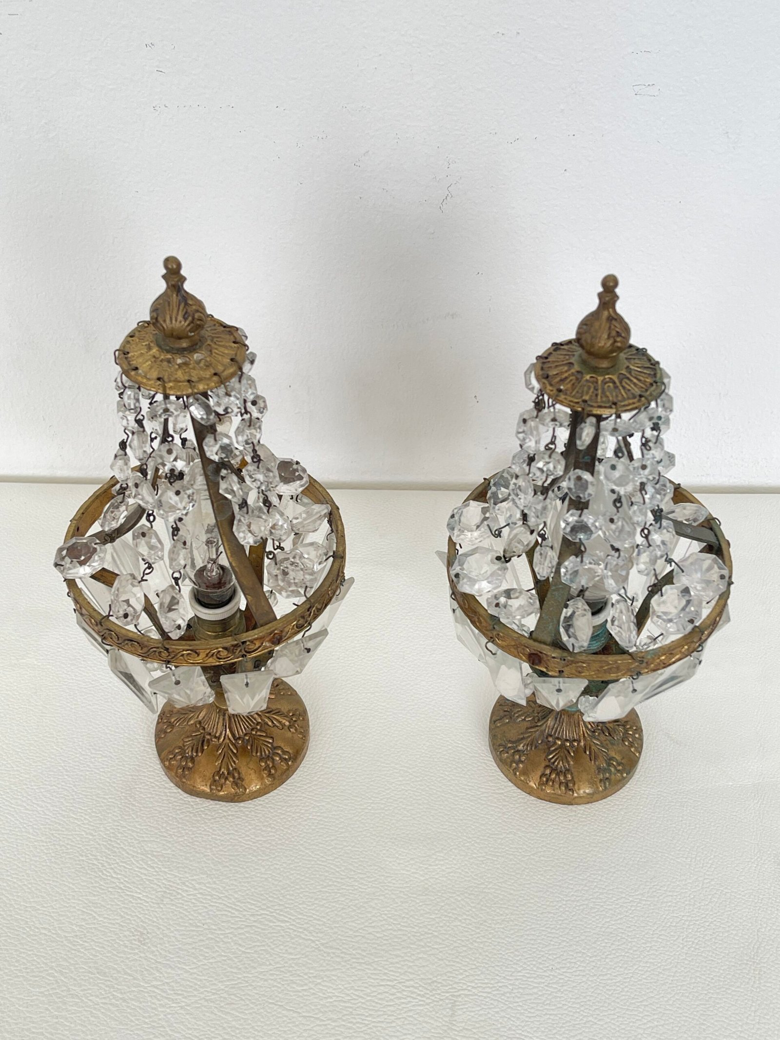 Coppia di Lampade Vintage con Cristalli - Eleganza Dorata - Image 3