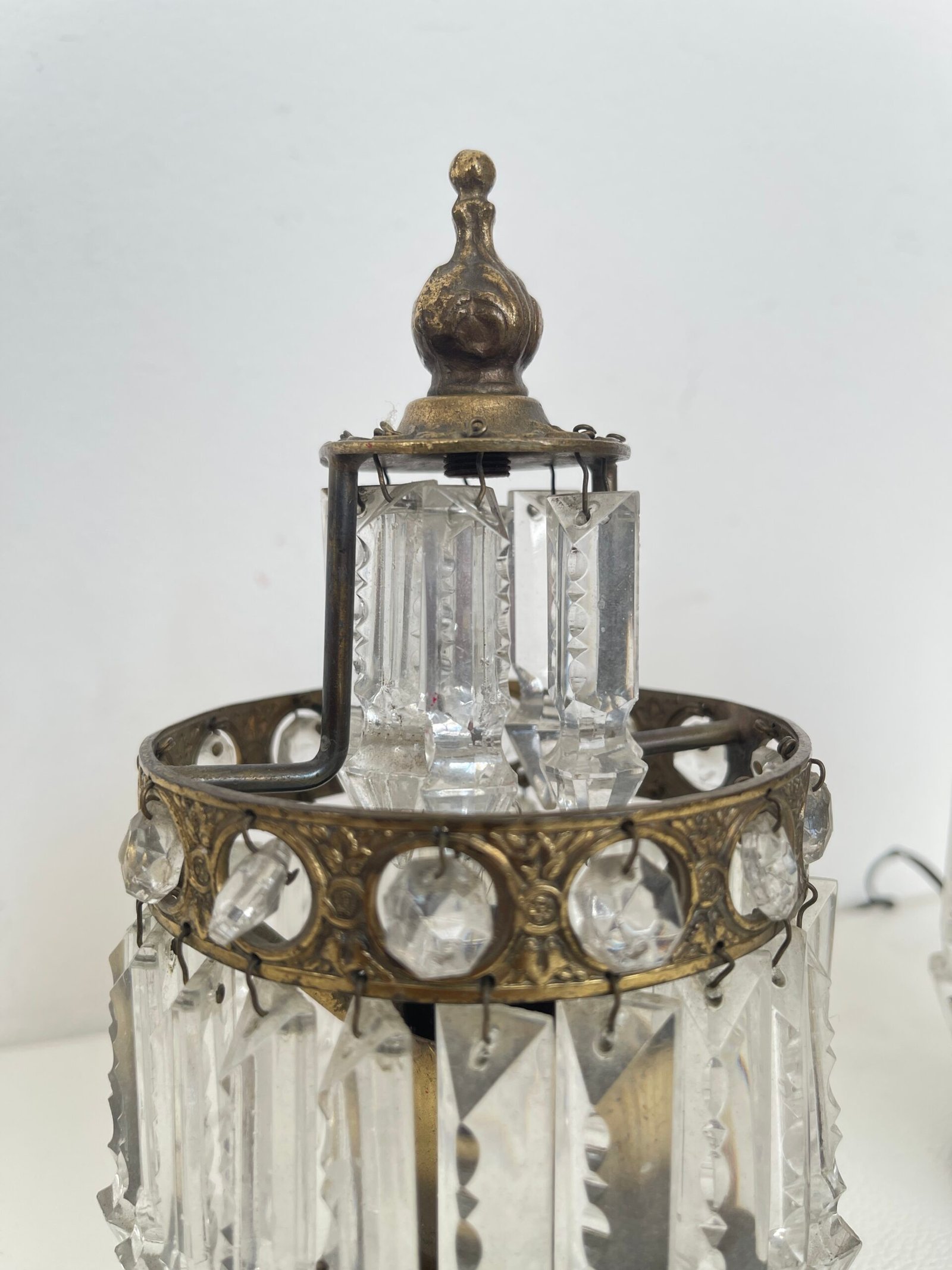 Coppia di Lampade Vintage in Stile Impero con Cristalli, Italia, anni '70 - Image 2